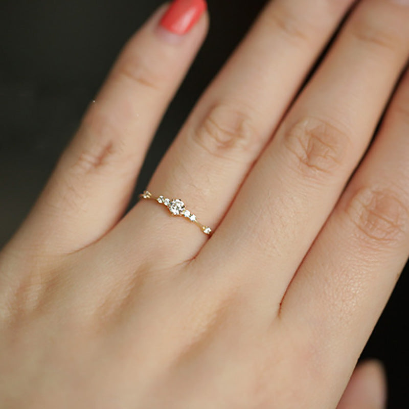 S925 Zircon Gold Elegant 18k Shining Ring