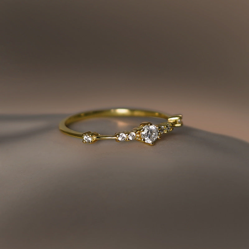 S925 Zircon Gold Elegant 18k Shining Ring