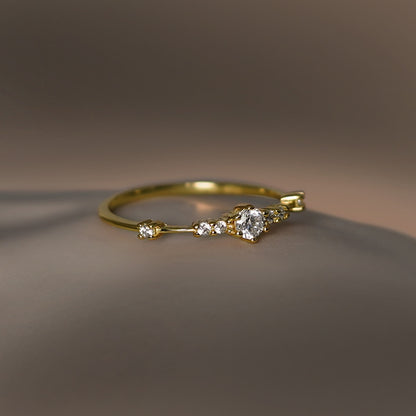 S925 Zircon Gold Elegant 18k Shining Ring