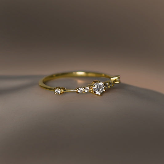 S925 Zircon Gold Elegant 18k Shining Ring