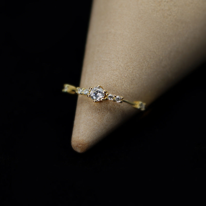 S925 Zircon Gold Elegant 18k Shining Ring