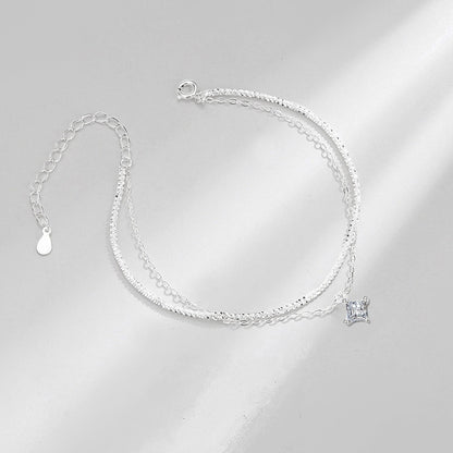S925 Shing Square Zircon Double Layer Bracelet