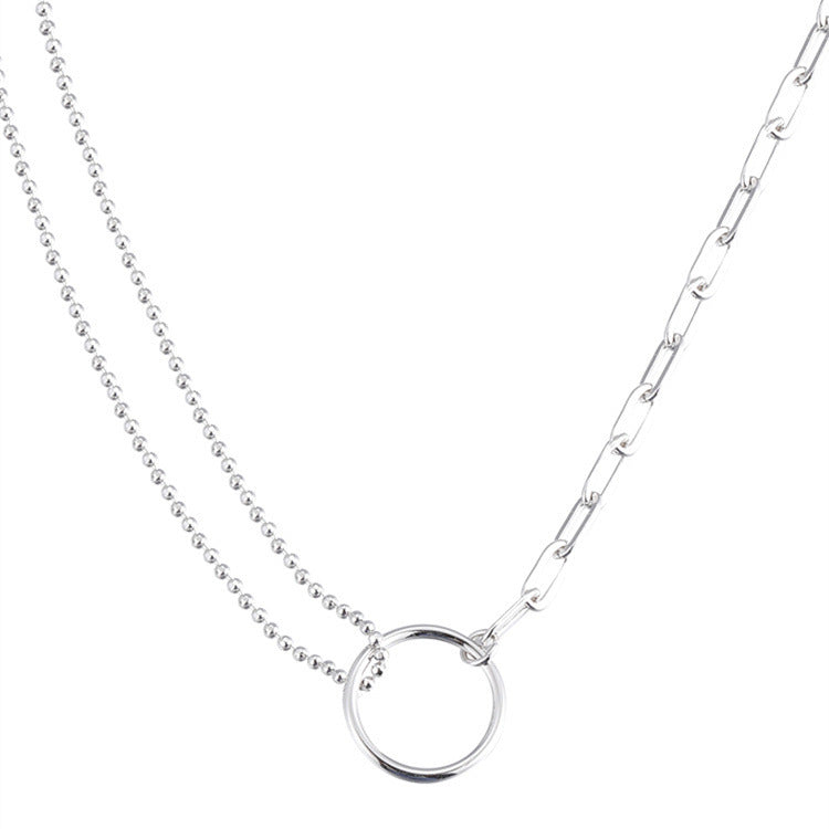 S925 Circle Two Different Chain Necklace