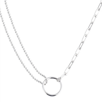S925 Circle Two Different Chain Necklace
