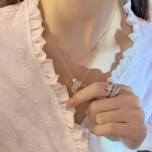S925 Star Circle Zircon Necklace